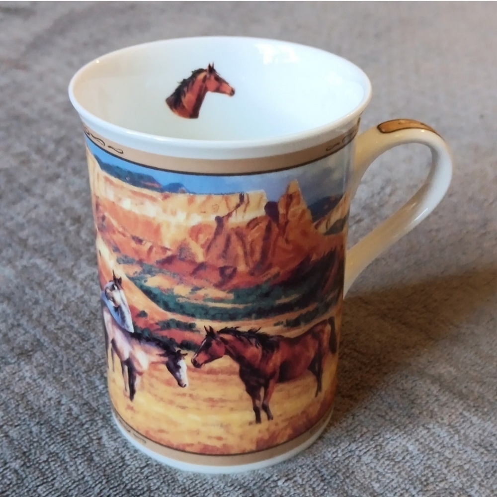 Danbury Mint Wild Spirits Fine Porcelain Mug "A Time To Be Free" Wild Mustang